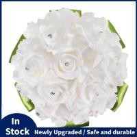 ราคา ช่อดอกไม้แต่งงานที่สวยงาม ดอกไม้เพื่อนเจ้าสาวเจ้าสาว ช่อดอกไม้แต่งงาน ดอกไม้ประดิษฐ์ ช่อกุหลาบ ช่อดอกไม้เจ้าสาวสีขาว-ริบบิ้นสีเขีย (57903712601)