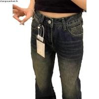 ราคา saran ยีนส์ นิยมยีนส์ กางเกงยีนส์เสื้อกางเกงยีนส์ขากว้างหนาผู้หญิงฤดูใบไม้ร่วงและฤดูหนาวบางย้อนยุคขนาดใหญ่กางเกงตรงหลวมน้ําขึ้นน้ําลง (48355007965)