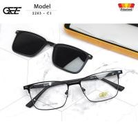 ราคา กรอบแว่นสายตา GEZE Clip-On รุ่น 2263 - C1 เต็มกรอบสีดำ คลิปออนแม่เหล็ก เลนส์กันแดดPolarized (26407391342)
