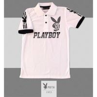 ราคา เสื้อโปโลคอปก​ สกรีนลาย​ Playboy สีขาว 01 (8408153215)