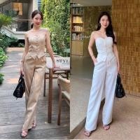 ราคา STY เซ็ตเกาะอกกางเกงขายาว ชุดกางเกงขายาว ชุดเกาะอกกางเกง (22467412842)