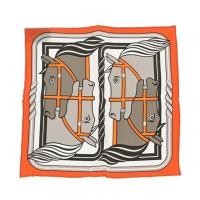 ราคา Hermes Scarf Orange Gray Women's Direct from Japan Secondhand (25437779691)