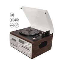 ราคา ยี่ห้อใหม่คลาสสิก Retro BT Turntable Multi-function 10-in-1 USB ไวนิล CD Cassette Player เทป FM/AM Phonograph บันทึกเครื่องเล่น (49003966290)