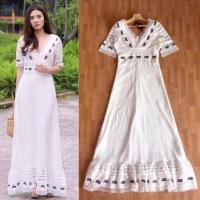 ราคา ส่งต่อ เดรสลูกไม้สีขาวงานปัก งานป้ายone one (6445363067)