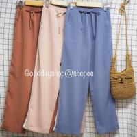 ราคา กางเกงขายาว แถบข้างสีขาว ผ้าฮานาโกะฟรีไซส์ (1286455137)