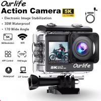 ราคา Ourlife Action กล้อง 5k 4k60fps Eis Wifi Dual หน้าจอ 170d 2.0 นิ้วหน้าจอสัมผัส 30m กล้องกีฬากันน้ําระยะไกล (51002688214)