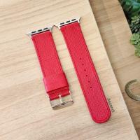ราคา (พร้อมส่ง) สายนาฬิกาหนังอิตาลีแท้ สำหรับแอปเปิ้ลวอท หนัง Epsom สีแดง Red ♥️ หนังชนิดเดียวกับ Hermes รุ่น Kelly (24506224937)