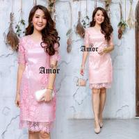 ราคา ชุดออกงานสาวอวบแพทเทิร์นสวย เก็บหุ่นเป๊ะ ชุดลูกไม้ปักดอกลอย 3 มิติ สวยเรียบหรู เดรสสาวอวบชุดราตรี (4269510066)