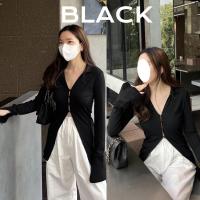 ราคา เสื้อนิตเข้ารูปแขนยาวสีดำ (22248340780)