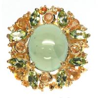 ราคา แหวนพลอยแท้ ฟรีไนท์ 12 x 14 mm. ล้อม เพอริดอท บุษราคัม เงินแท้ 925 ชุบทอง 18k ไซร์แหวน 7.5 (27467014711)