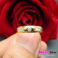 ราคา แหวนเพชร ทรงปลอกมีด ประดับเพชรแท้รวม 0.12 ct เพชรน้ำขาวใส 97 vs (26573336425)