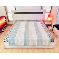 ราคา ผ้าปูรองนอน/รองกันเปื้อน/รองโซฟา ขนาด 4.5-5ฟุต เอิร์ธโทนสีฟ้าขาวลายทาง (สภาพใหม่) มือสองสภาพดี สินค้าญี่ปุ่น-เกาหลีแท้ (25447318300)