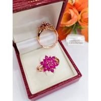 ราคา แหวนทับทิมสีชมพู#แหวนดอกไม่เศษนาคแท้ (22353506729)