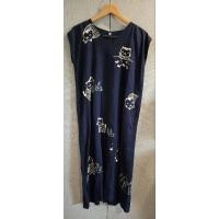 ราคา เดรสผ้าใยกัญชงปักลายแมว (26381138926)