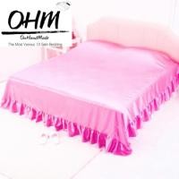ราคา OHM ผ้าคลุมเตียงชายระบาย ผ้าซาตินแท้ 440 เส้น (เกรดพรีเมี่ยม) ขนาด 96 นิ้ว x 108 นิ้ว (สีชมพูหวาน) (904865951)