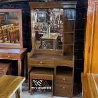 ราคา โต๊ะเครื่องแป้งไม้สักแท้100% พร้อมกระจกและเก้าอี้ ส่งฟรี(ยกเว้นภาคใต้+500บาท) (54455276921)