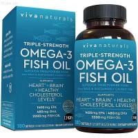 ราคา Viva Naturals Triple Strength Omega-3 Fish Oil Supplement 2500 mg (Re-Esterified) 180 Softgels (28443777016)