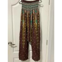 ราคา กางเกงฮาเร็มเป้าต่ำลายปีกนกยูง แนวฮิปปี้ โบฮีเมียน วินเทจ (28732501905)