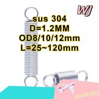 ราคา สปริงยืดสแตนเลส304 สปริงดึง/ทนความชื้น สำหรับงานนอกสถานที่ งานครัว งาน marine/ทาประตูโรงรถ บุนนิ่ง เครื่องแกว่ง d=1.2 มมOD8/10/12 มม.,L=25~120มม [ZHX-WJ-1-MB] (45054060222)