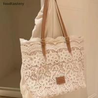 ราคา FTY ผู้หญิงลูกไม้สีขาวดอกไม้เย็บปักถักร้อย Tote ฤดูร้อนริมทะเลท่องเที่ยววันหยุดไหล่ Retro กระเป๋าถือ N (43677730236)