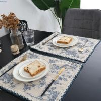 ราคา เฟนจี แผ่นรองจาน,ผ้าฝ้ายผ้ารถไฟเหาะแบบพกพา,แจกันเบาะสีฟ้าดอกไม้ย้อนยุคทนทานตารางปกตาราง (56854322220)