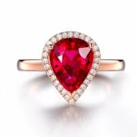 ราคา แหวนนากประดับพลอยทับทิมทรงหยดน้ำล้อมเพชรสวิสน้ำงามสุดหรู (21937131283)