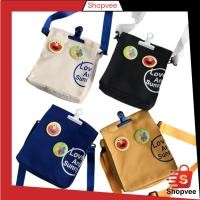 ราคา Shopvee FYG1381 กระเป๋าสะพายผ้าแคนวาสฟรี 2 Pins Elmo Cookie Monster Image Y1296 (42854701090)