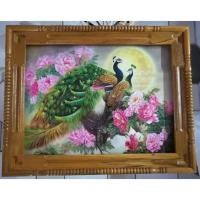 ราคา ภาพแขวนเสริมฮวงจุ้ย กรอบรูปติดผนัง กรอบรูปไม้สัก สีไม้สัก ภาพนกยูง ขนาด 46 X 58 ซม. (2027833100)