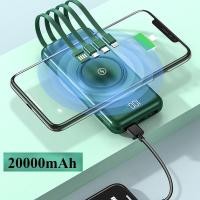 ราคา 20000mAh Wireless Charger PowerBank iPhone 12 10000mAh Powerbank with 4 Cables Samsung Note 10 S21 (12502256339)