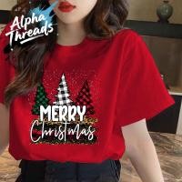 ราคา เสื้อยืด Merry Christmas ซานตาคลอส พิมพ์ลาย ไม่จำกัดเพศ 3สี ขนาด M-3XL เสื้อยืดคอตตอน เสื้อยืดแขนสั้น (50801866093)