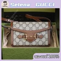 ราคา ใหม่ มีใบเสร็จ อุปกรณ์เสริมที่สมบูรณ์ Gucci กระเป๋า GUCCI HORSEBIT 1955 MINI BAG ของแท้ 100 (56600739172)