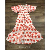 ราคา เดรสตัวยาวลายหัวใจแต่งกระดุมหน้า งานป้าย S M L XL (2881896786)