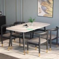 ราคา โต๊ะรับประทานอาหารโต๊ะเก้าอี้เช่าบ้านโต๊ะรับประทานอาหารเก้าอี้หนาแสงหรูหราทันสมัยเรียบง่ายโต๊ะรับประทานอาหารรวมกันเลียนแบบโต๊ะรับประทานอาหารหินอ่อนครัวเรือน 6เอฟเอ็ม (43777773592)