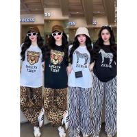 ราคา JZ ชุดเซ็ต 2 ชิ้น เสือคอตตอลคอกลมโอเวอร์ไซด์สกีนลาย + กางเกงขายาวพิมพ์ลายเอวยืดผ้าไหมอิตาลีมีกระเป๋าข้าง ผ้านิ่มลื่น (28574541223)