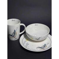 ราคา Love Love Lovebird One-Person Food Tableware คุณภาพสูง Underglaze สีโยเกิร์ตชามก๋วยเตี๋ยวจานชามแก้ว Land Promotion (50854961581)