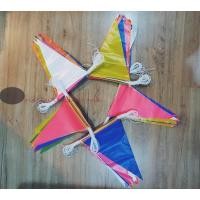 ราคา [อันใหม่] ธงราวงานวัด ธงราวสามเหลี่ยม ธงราว 7 สี ธงงานแต่ง ยาว 17 เมตร ธง 35 ผืน พร้อมส่ง!!! (7955792447)