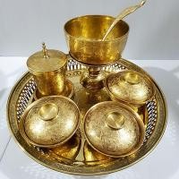 ราคา ชุดตักบาตร ชุดชามฝาทองเหลืองตอกลาย 4 นิ้ว ถาดโปร่งขาฉลุ 12 นิ้ว ขันตักบาตรตอกลาย 5 นิ้ว ทัพพี เพิ่มแก้วน้ำตอกลาย 1 ชุด (8556743122)