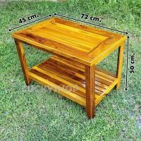 ราคา โต๊ะวางของ โต๊ะกลาง ชั้นวางของไม้สัก โต๊ะไม้สักเคลือบเงา ขนาด 45x72x50 ซม. (28162014832)
