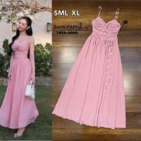 ราคา code: 7659 เดรสยาวสีชมพู ชุดเดรสไปงานสีชมพู งานป้าย Rami (28056042305)