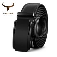 ราคา COWATHER LEATHER CONCEPT เข็มขัดหนังแท้ผู้ชาย - หัวเข็มขัดอัตโนมัติสีดําด้าน - Cowater Original (51903091992)