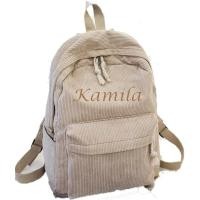 ราคา กระเป๋าเป้ปัก เป้ชื่อที่กําหนดเอง เป้ปัก ผู้ใหญ่ ผ้าลูกฟูก กระเป๋าเป้สะพายหลัง เด็ก สีกากี ปักชื่อ (46803323748)