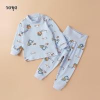 ราคา เสื้อผ้าเด็ก ชุดนอนปิดพุงเด็กชายและเด็กหญิง ชุดรถขุดสีฟ้า ผ้าฝ้าย100% (23852072264)