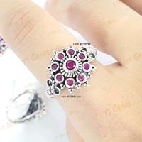 ราคา แหวนทับทิม ทรงโบราณ แหวนเงินแท้ รมดำ พลอยทับทิมชาตั้ม YTG-4492 (14035455254)