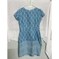 ราคา ชุดเดรสผ้าทอลายไทย สีฟ้า (27101780736)