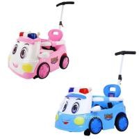 ราคา รถแบตเตอรี่ รถแบตเตอรี่เด็กนั่ง รถการ์ตูนตำรวจ มีด้ามเข็น 3 มอเตอร์ มีเสียง มีไฟ โยกได้ (6460534738)