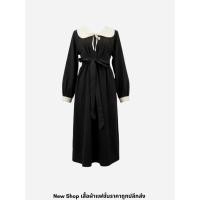 ราคา ชุดเดรสยาวสีดำทรงสวย เสริมความหวานด้วยดีเทลผูกโบว์เอว (46654618301)