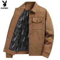 ราคา PLAYBOY Autumn Business Casual Jacket Men's Deer Skin Velvet Collar Jacket Men's (27657753488)