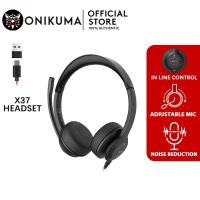 ราคา ONIKUMA X37 ชุดหูฟังแบบมีสายสีดําสําหรับ Call Center Operators ลําโพงคู่ลดเสียงรบกวนอัจฉริยะความละเอียดสูงไม่มีเสียงรบกวน Type-C ถึง USB (27139396604)