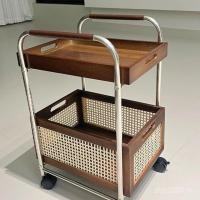 ราคา ยุคไม้เนื้อแข็งโต๊ะข้างรถเข็นที่สามารถเคลื่อนย้ายโซฟาตู้ข้างตู้เก็บของห้องนั่งเล่นชั้นวางชาหวายโดดเดี่ยว 2เจ5ร (50053957313)