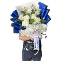 ราคา ช่อดอกไม้ ช่อดอกไม้กุหลาบ7ดอกประดับด้วยดอกแซม (43066834057)